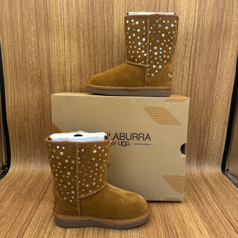 Koolaburra by UGG Short Stars Boots Toddler 8 Chestnut Metallic Star Suede NEW